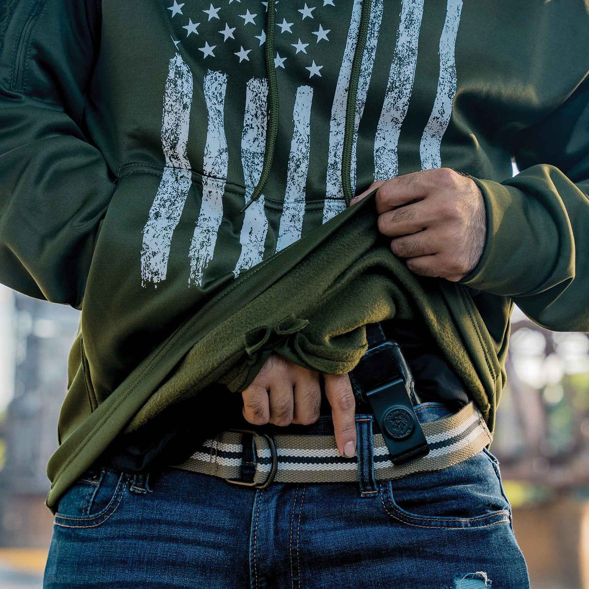 Distressed Flag Concealed Carry Hoodie - SGT GRIT