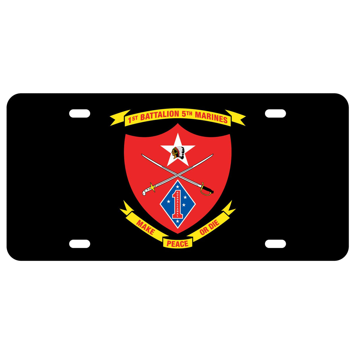 1st Battalion 5th Marines License Plate - SGT GRIT