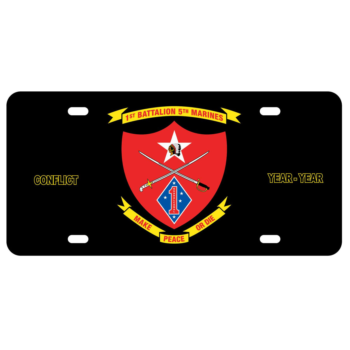 1st Battalion 5th Marines License Plate - SGT GRIT