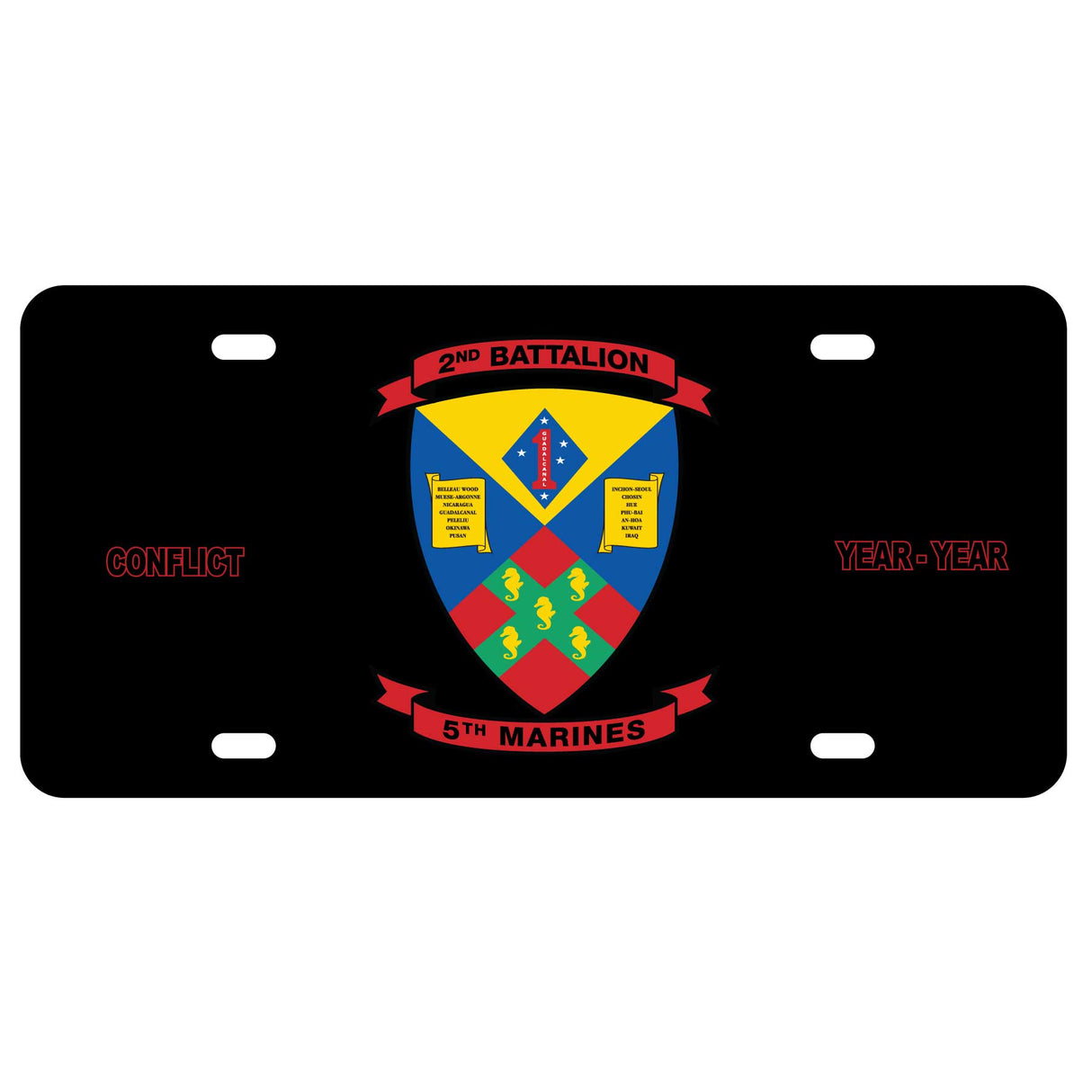 2nd Battalion 5th Marines License Plate - SGT GRIT