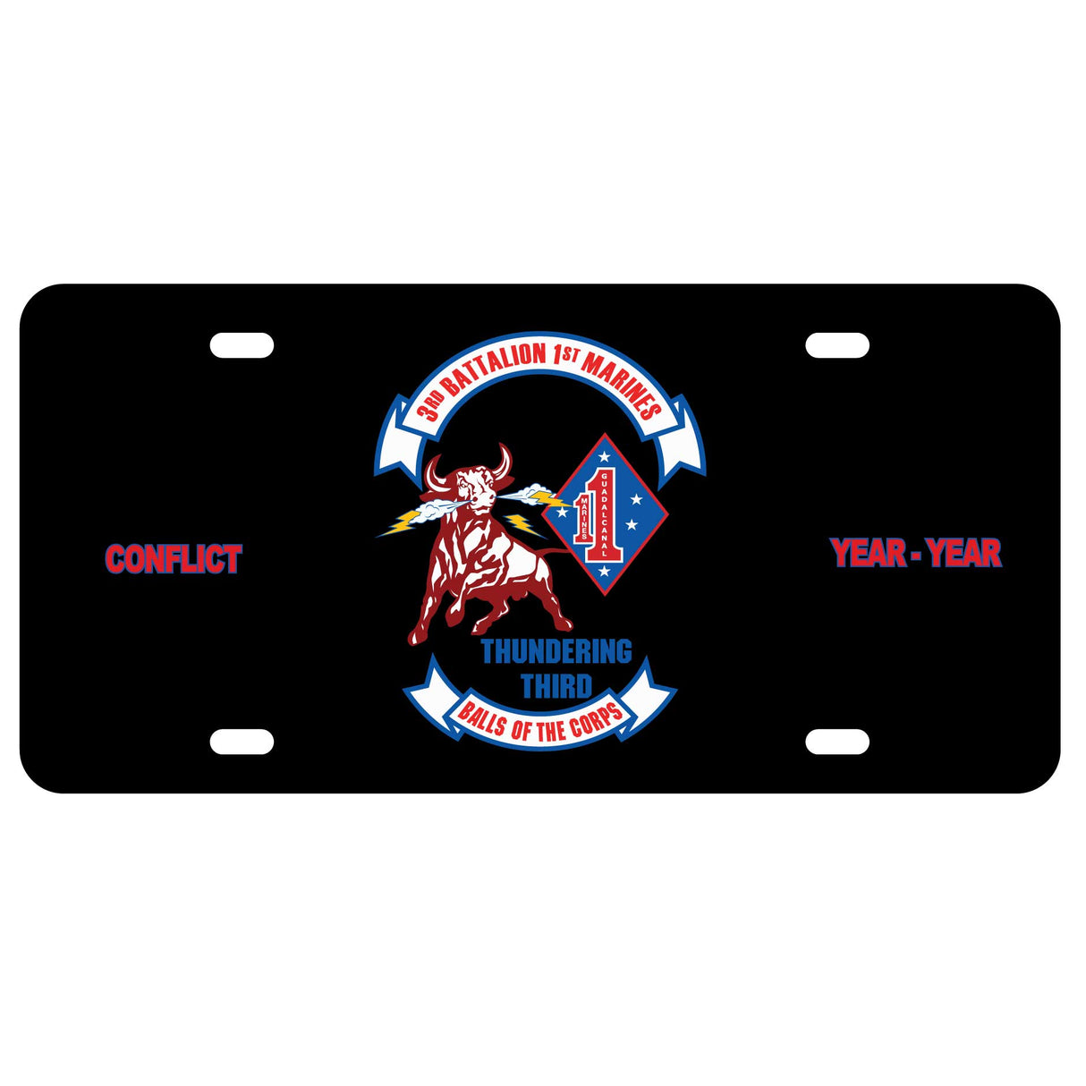 3rd Battalion 1st Marines (Alternate Design) License Plate - SGT GRIT
