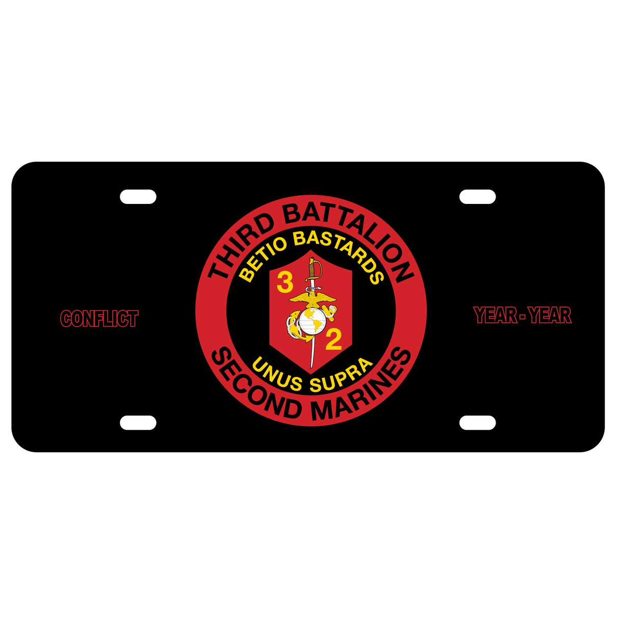 3rd Battalion 2nd Marines License Plate - SGT GRIT
