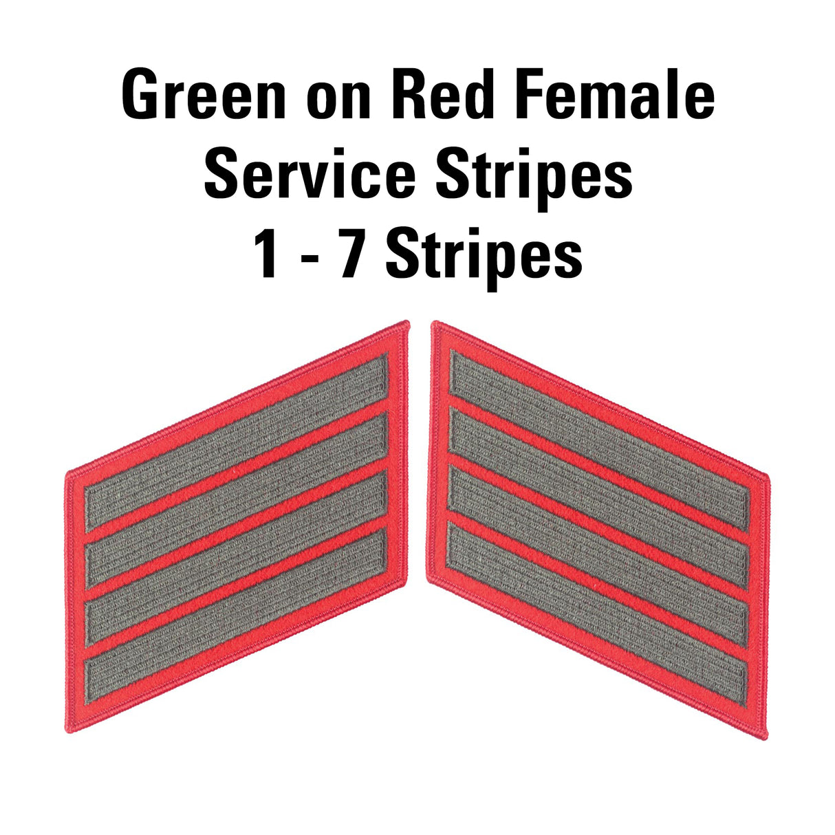 Green on Red Female Service Stripes - SGT GRIT