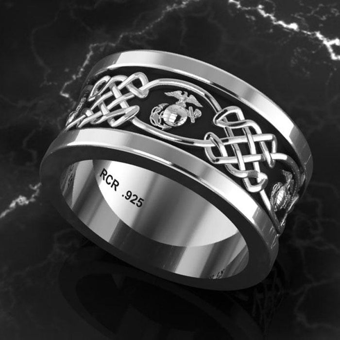 Marine Corps Solid Sterling Silver Wedding Ring - SGT GRIT