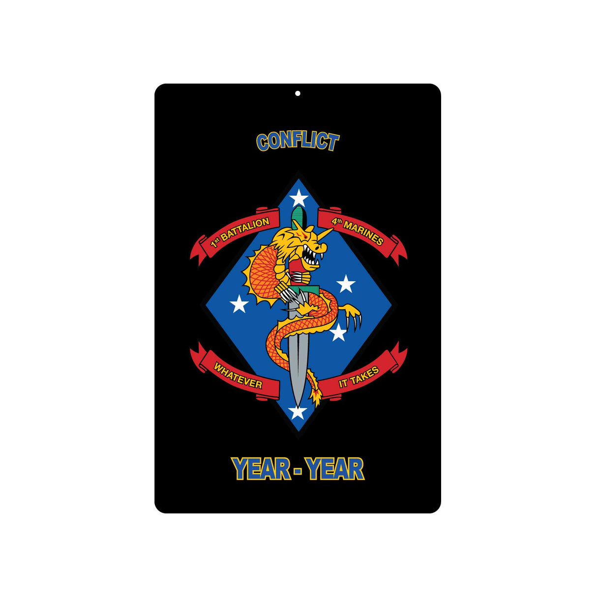 1st Battalion 4th Marines Metal Sign - SGT GRIT