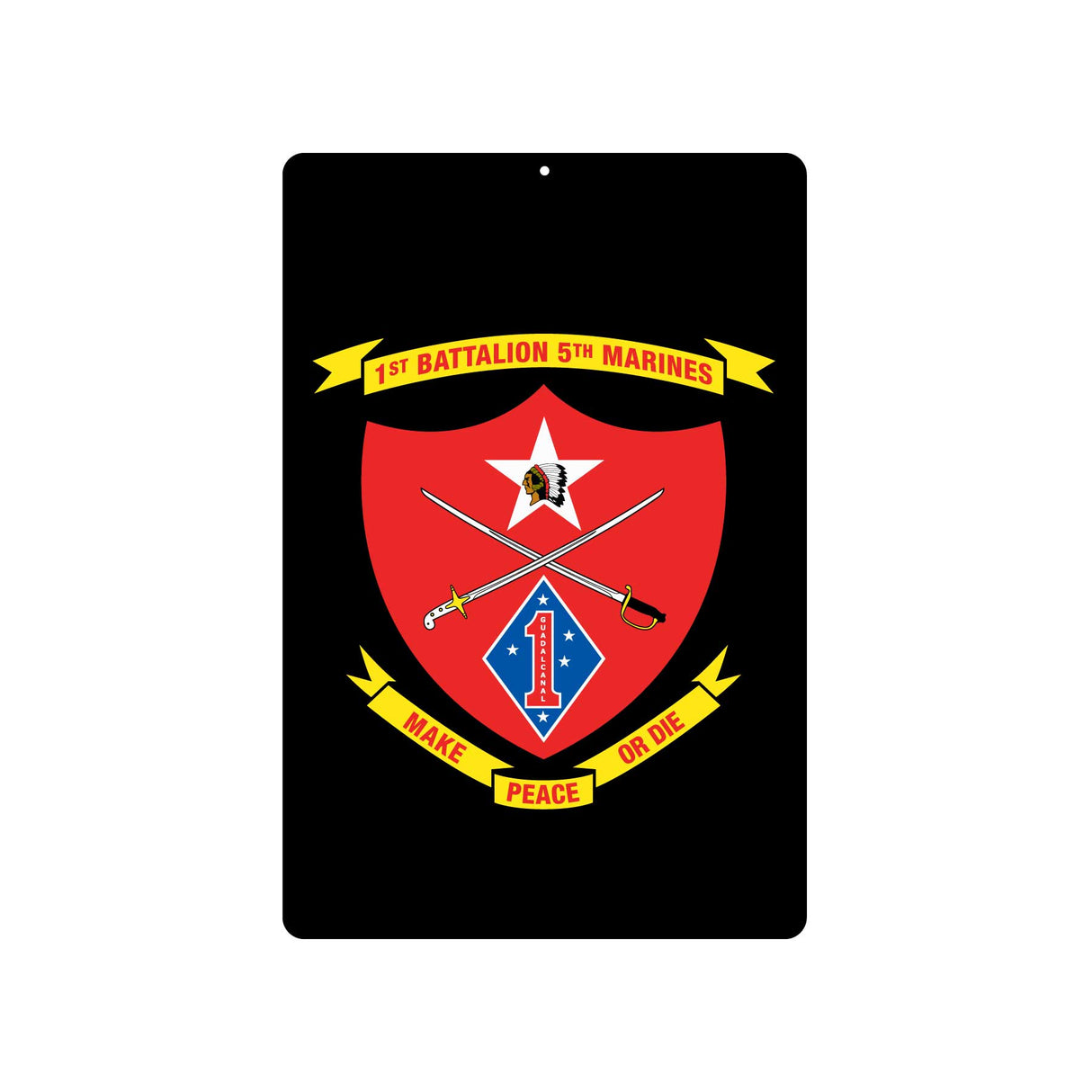 1st Battalion 5th Marines Metal Sign - SGT GRIT