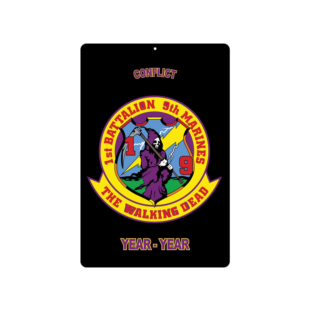 1st Battalion 9th Marines Metal Sign - SGT GRIT