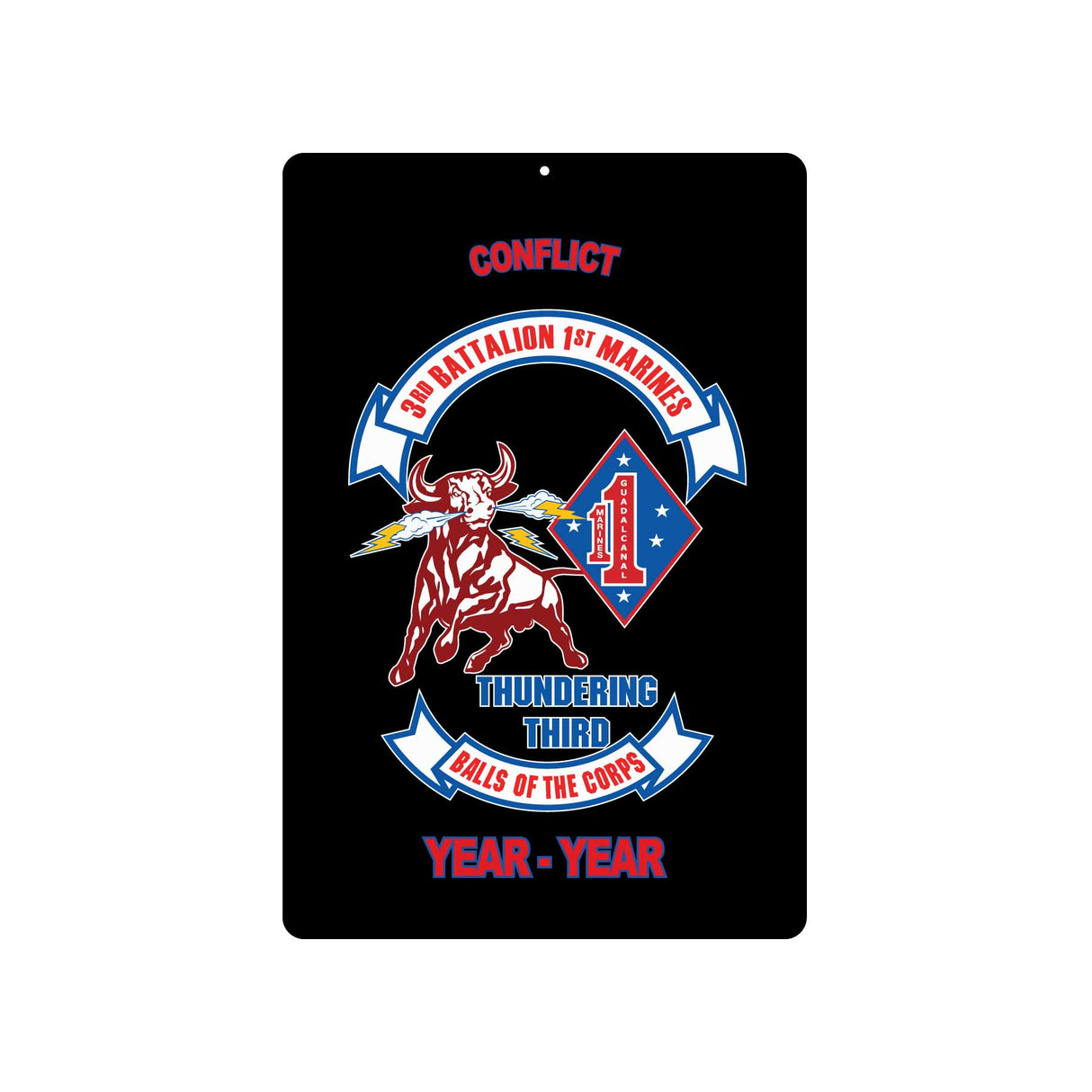 3rd Battalion 1st Marines (Alternate Design) Metal Sign - SGT GRIT