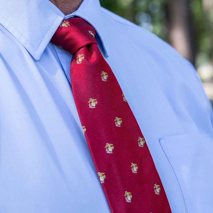 Marine Corps Red Eagle Globe and Anchor Tie