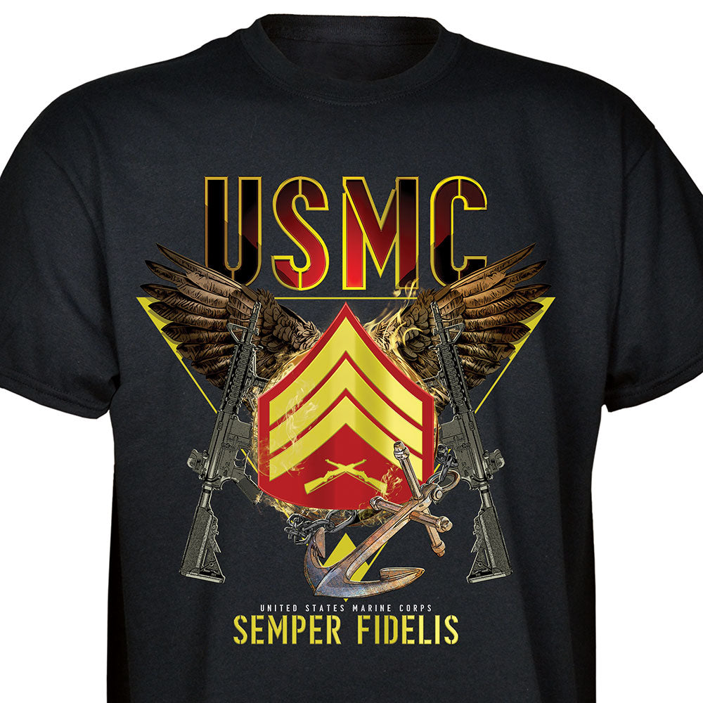 Exclusive Marine Corps T-shirt Customized by Rank - SGT GRIT