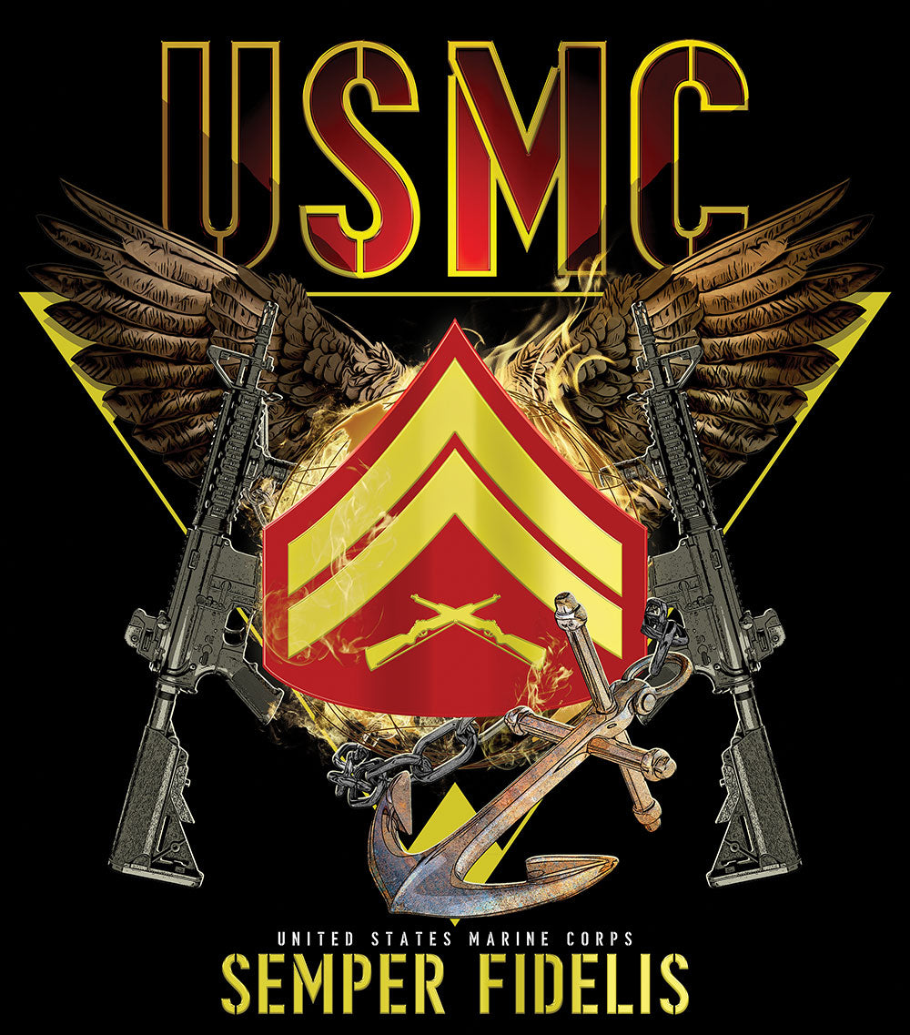 Exclusive Marine Corps T-shirt Customized by Rank - SGT GRIT