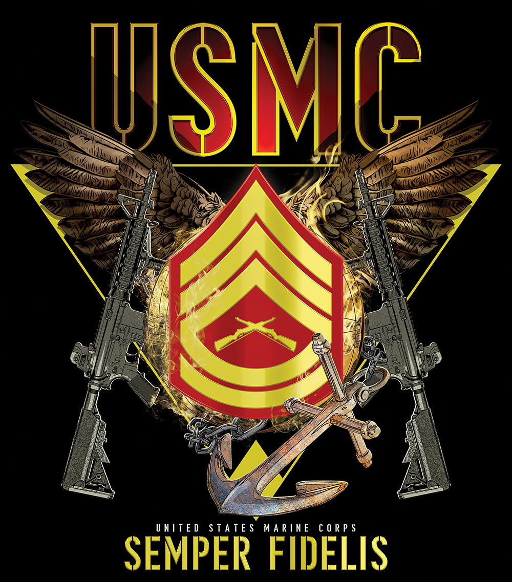 Exclusive Marine Corps T-shirt Customized by Rank - SGT GRIT