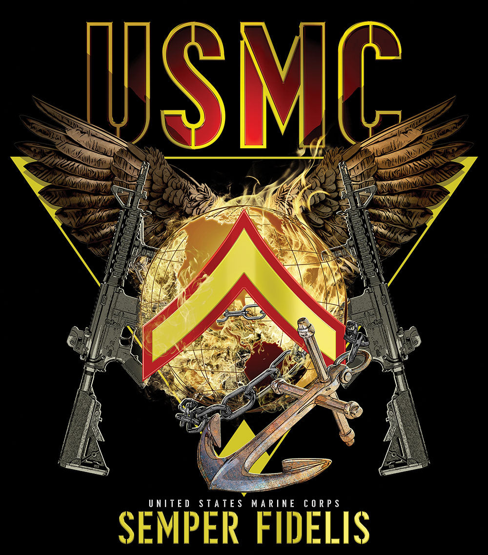 Exclusive Marine Corps T-shirt Customized by Rank - SGT GRIT