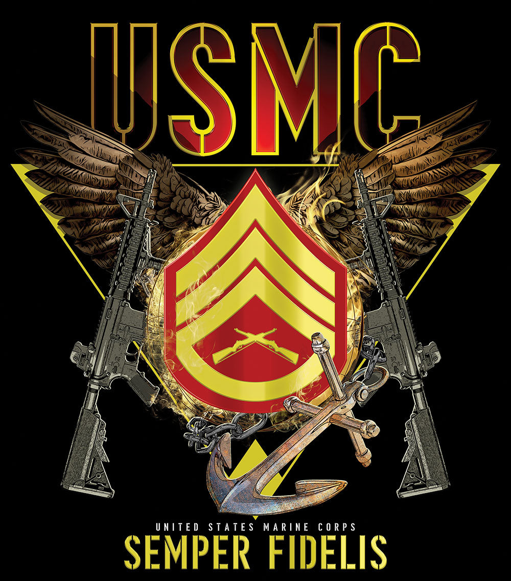 Exclusive Marine Corps T-shirt Customized by Rank - SGT GRIT