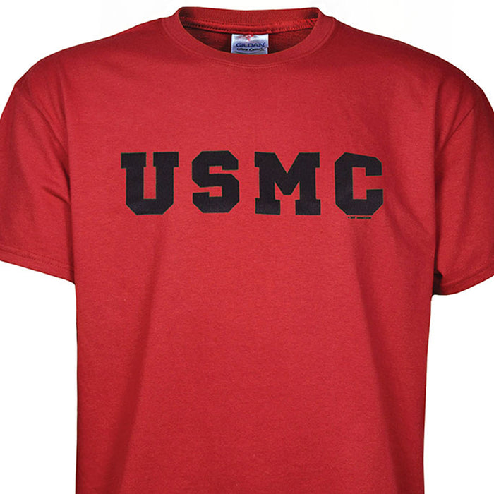 Black on Red USMC Letters T-Shirt