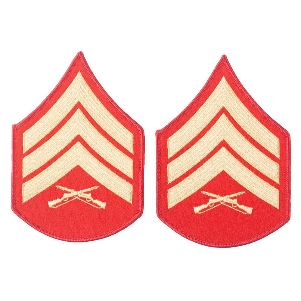 Gold on Red Embroidered Chevrons - SGT GRIT