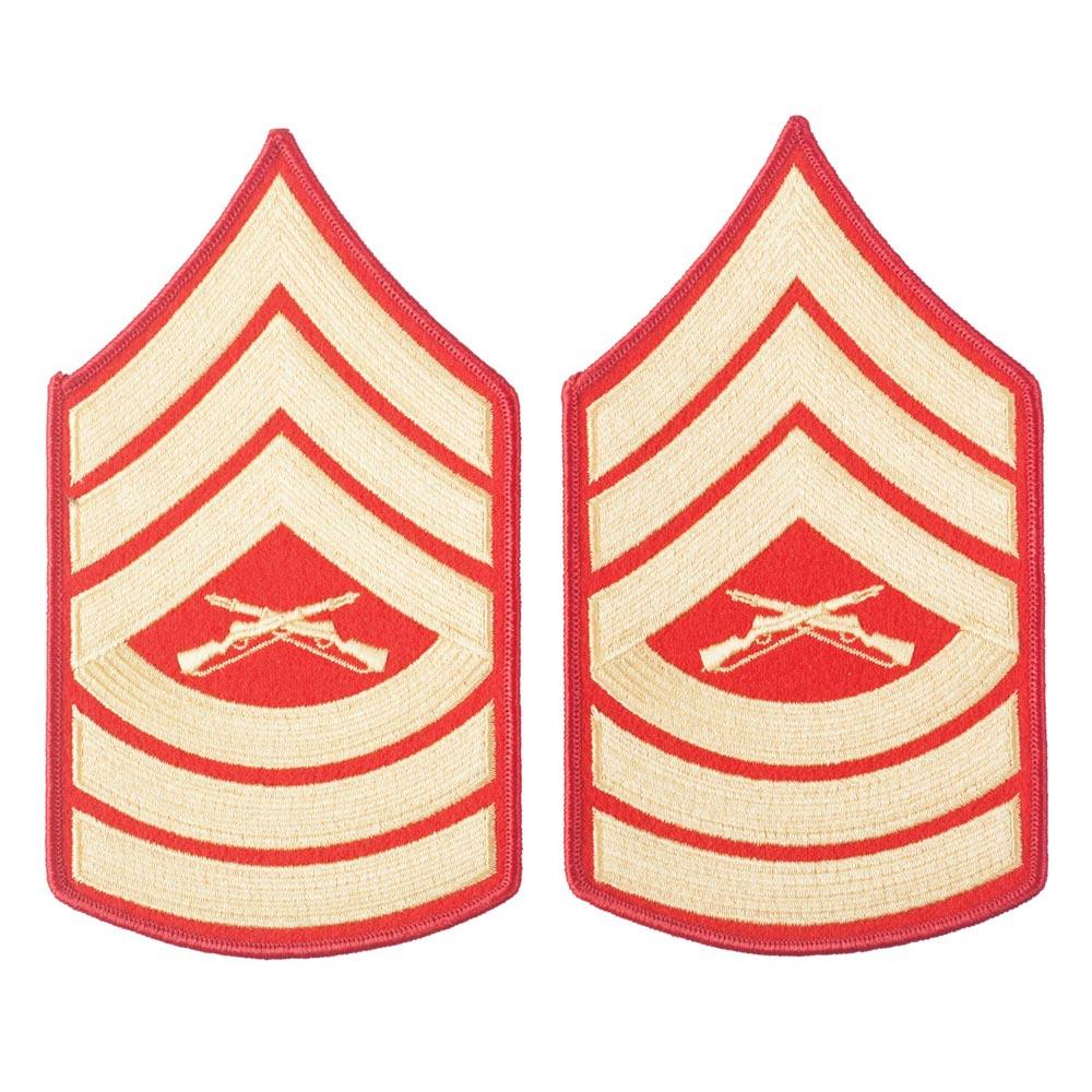Gold on Red Embroidered Chevrons - SGT GRIT