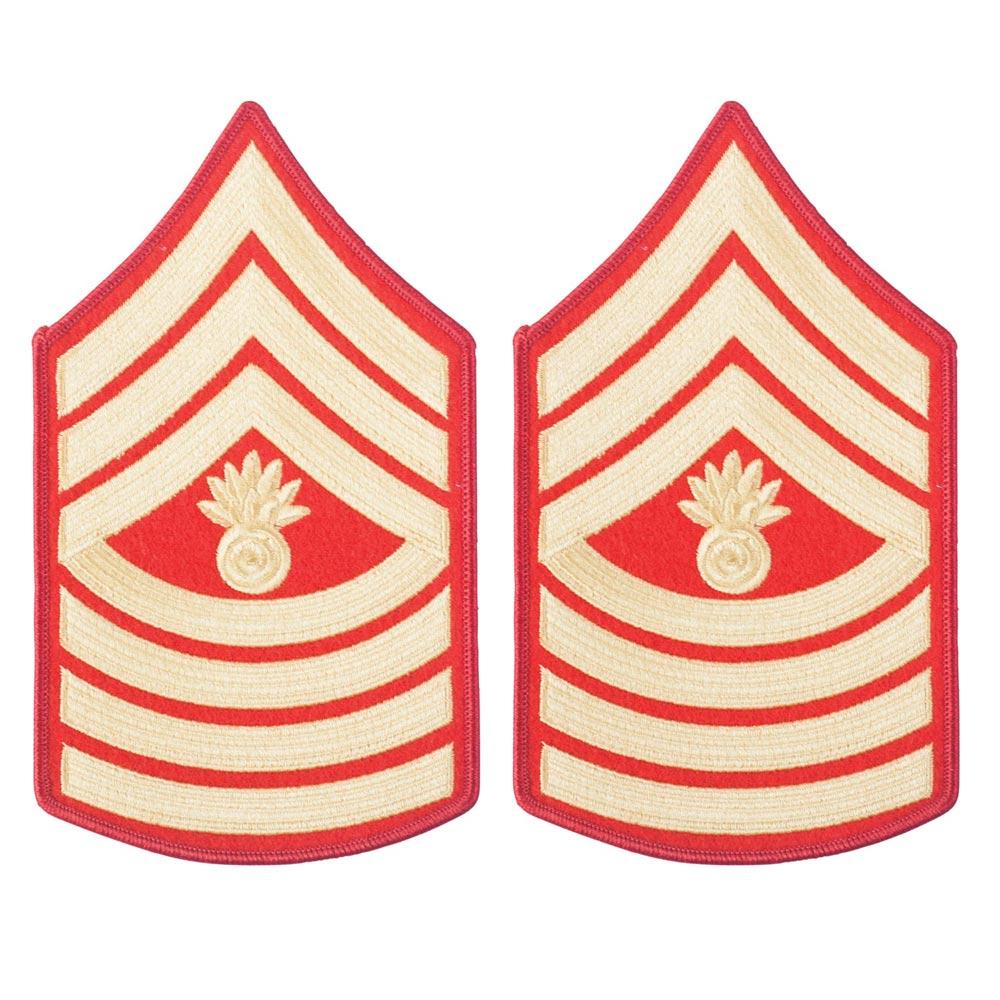 Gold on Red Embroidered Chevrons - SGT GRIT