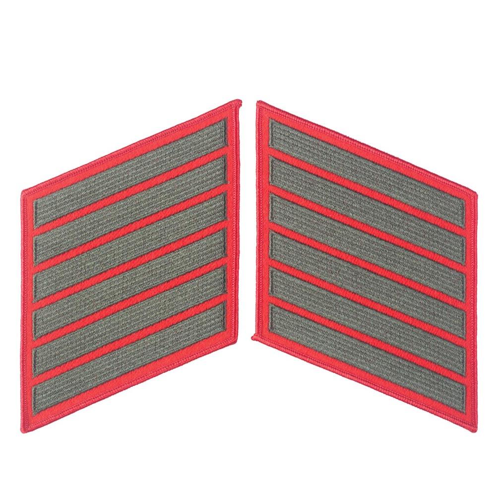 Green on Red Female Service Stripes - SGT GRIT
