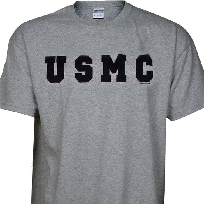 USMC Bold Black Letters on Gray T-shirt - SGT GRIT