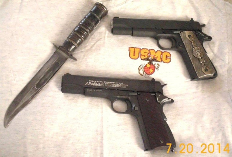 1950s Ka-Bar, Springfield 1911A1, and Remington 1911R1 Pistol