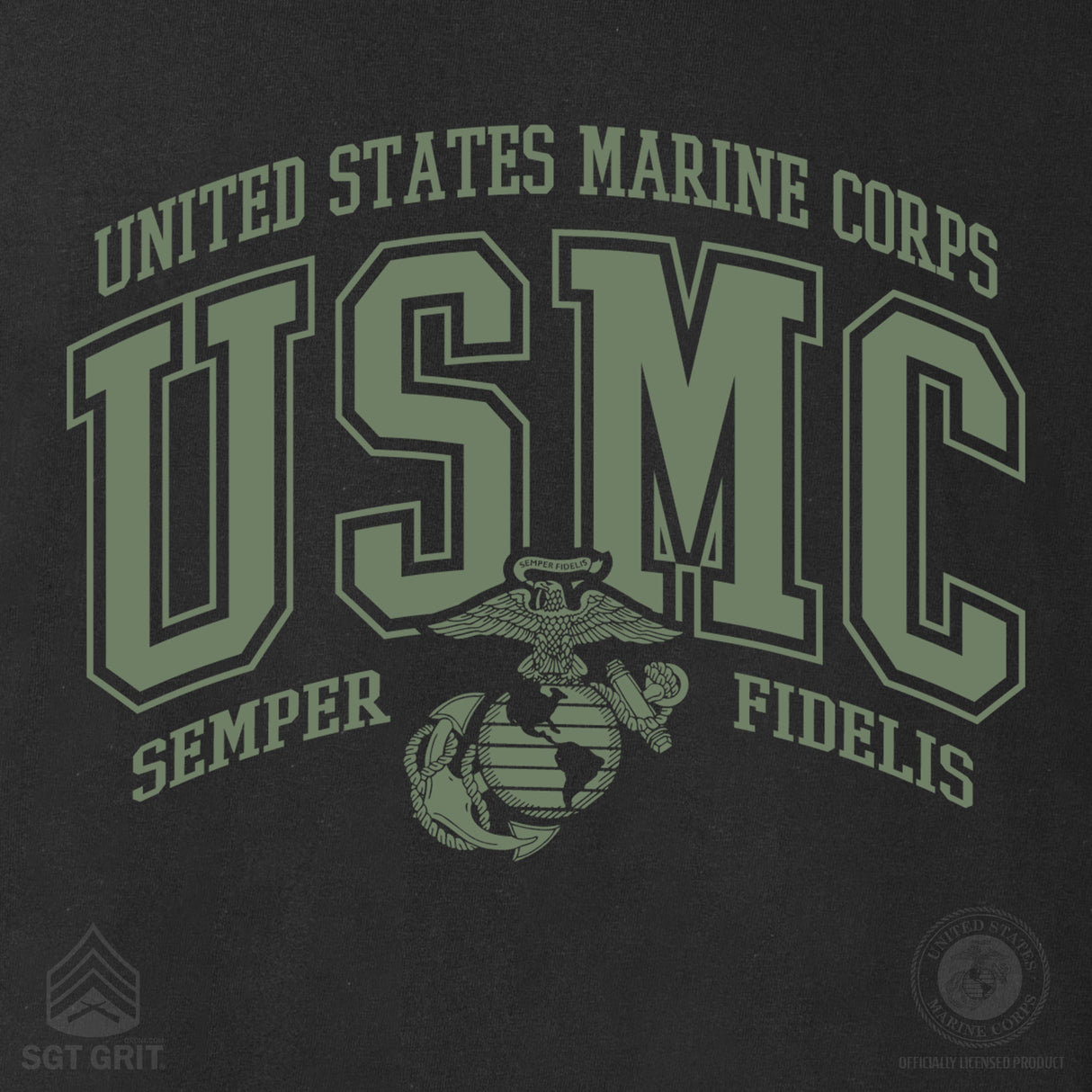 USMC Bold Collegiate Long Sleeve T-Shirt - SGT GRIT