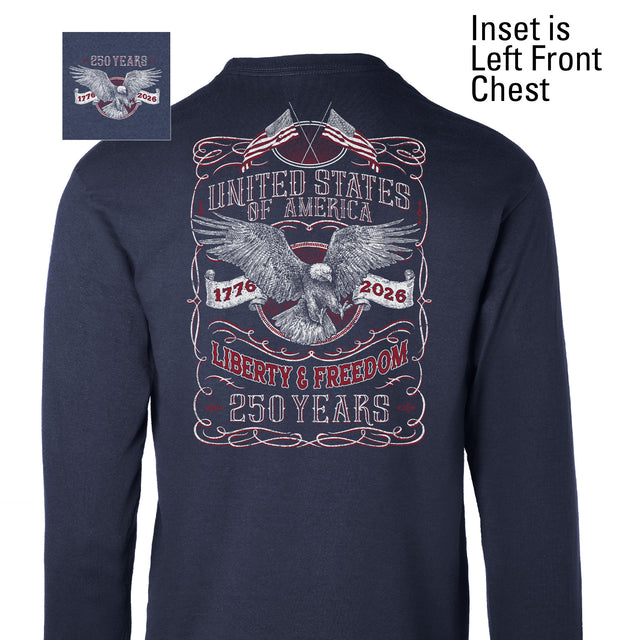 250 Years of Liberty & Freedom Long Sleeve T-Shirt - Back Design - SGT GRIT