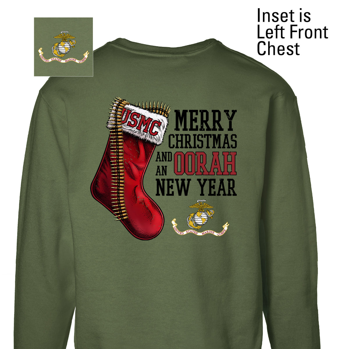 USMC Christmas Stocking Sweatshirt- Left Chest - SGT GRIT