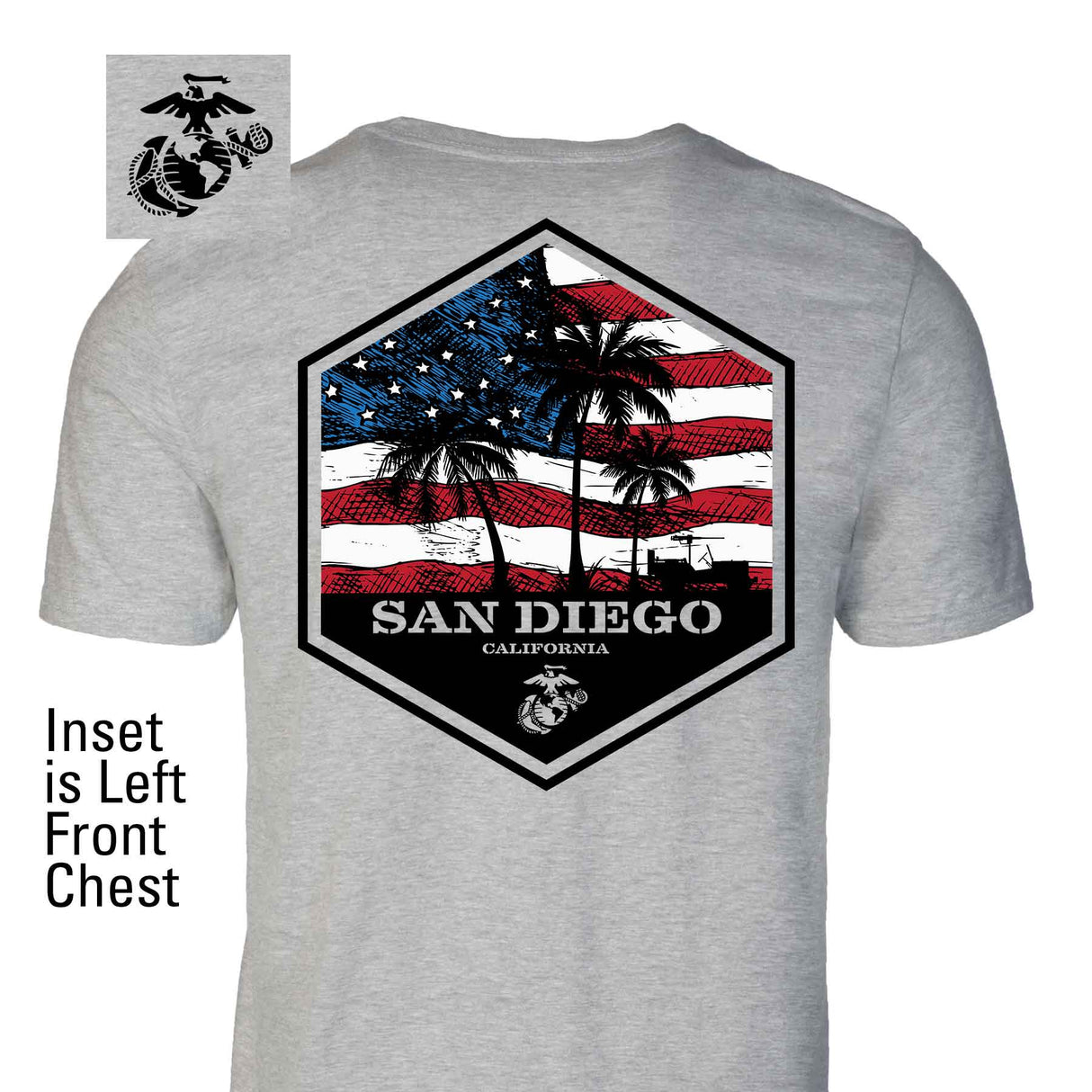 USMC Bootcamp Hexagon Back Design T-Shirt – Grey - SGT GRIT