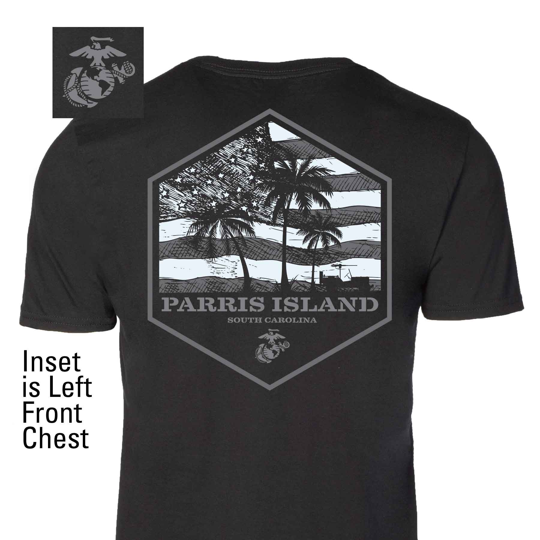 USMC Bootcamp Hexagon Back Design T-Shirt – Black – SGT GRIT