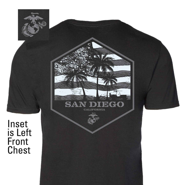 USMC Bootcamp Hexagon Back Design T-Shirt – Black - SGT GRIT