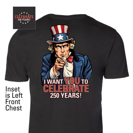 I Want You to Celebrate 250 Years T-Shirt - Back Design - SGT GRIT