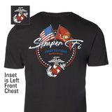 Semper Fi Crossed Flags T-Shirt- Back Design