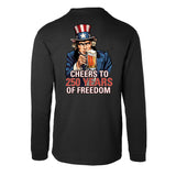 Cheers to 250 Years of Freedom Long Sleeve T-Shirt - Back Design - SGT GRIT