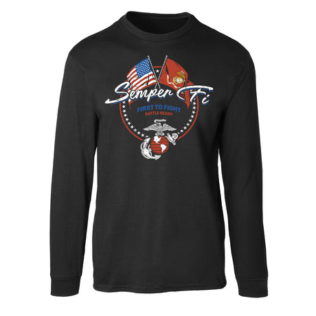 Semper Fi Crossed Flags Long Sleeve T-Shirt - SGT GRIT