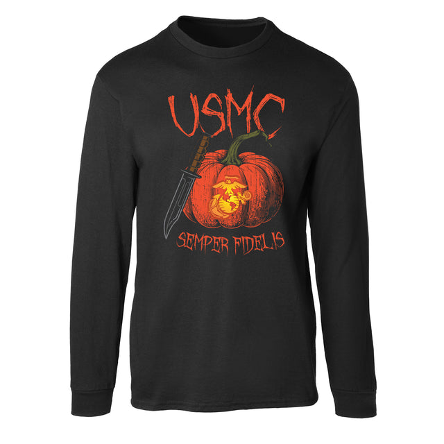 USMC Halloween Pumpkin Long Sleeve T-Shirt - SGT GRIT