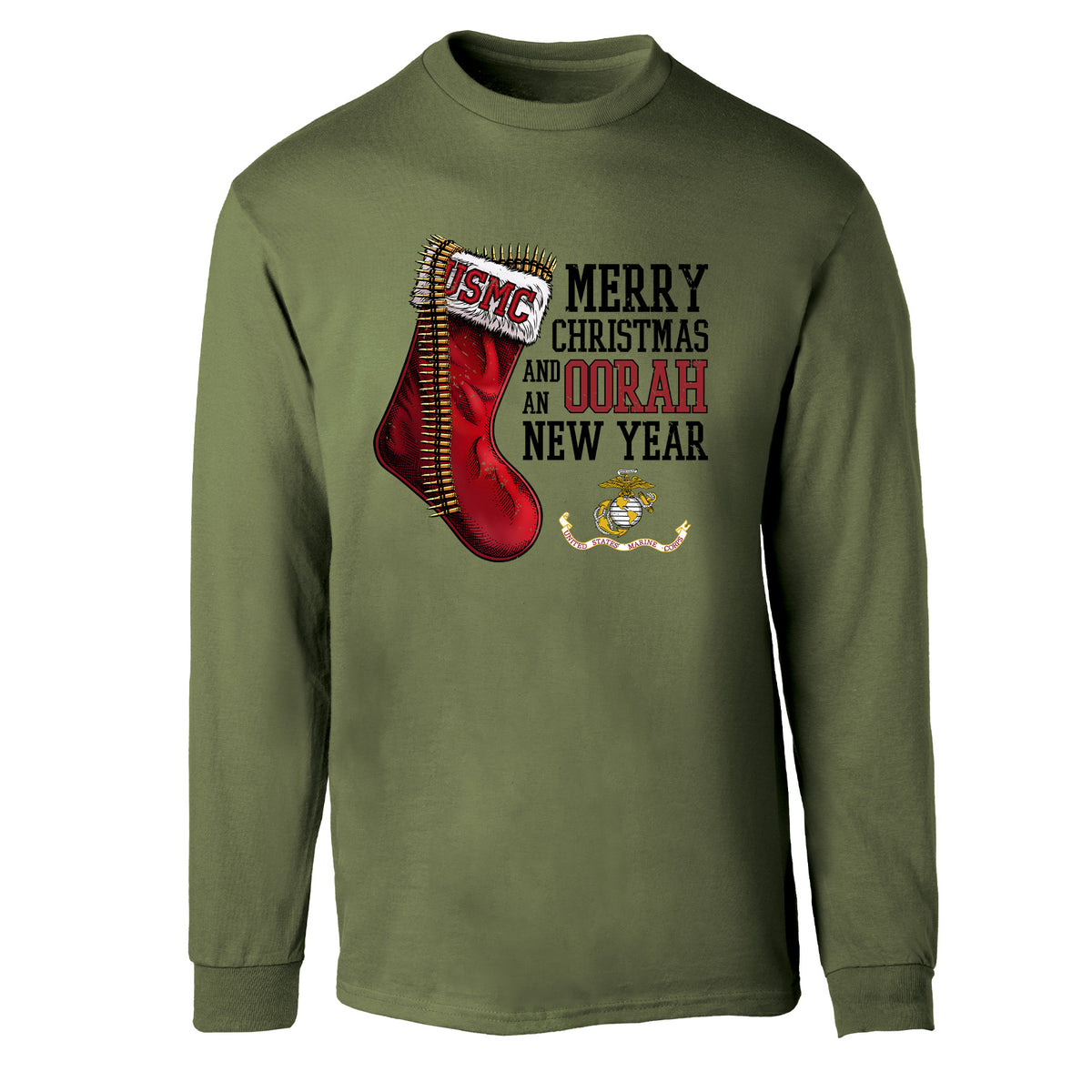 USMC Christmas Stocking Long Sleeve T-Shirt - SGT GRIT