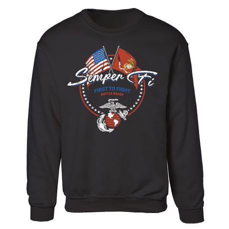 Semper Fi Crossed Flags Sweatshirt - SGT GRIT