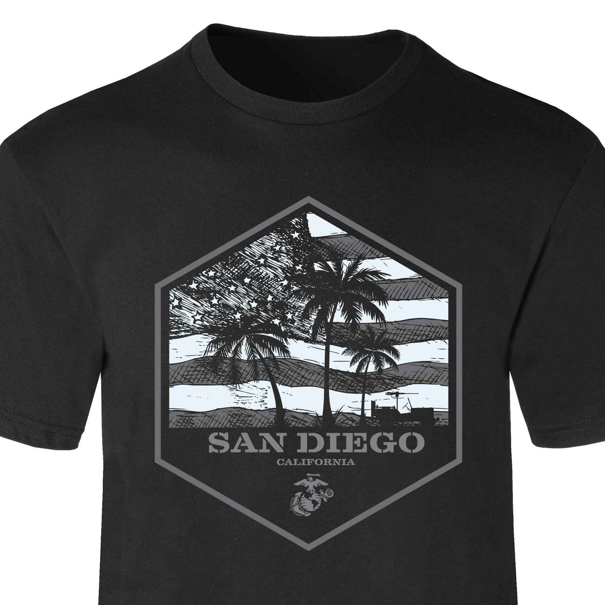 USMC Bootcamp Hexagon T-Shirt - Black - SGT GRIT