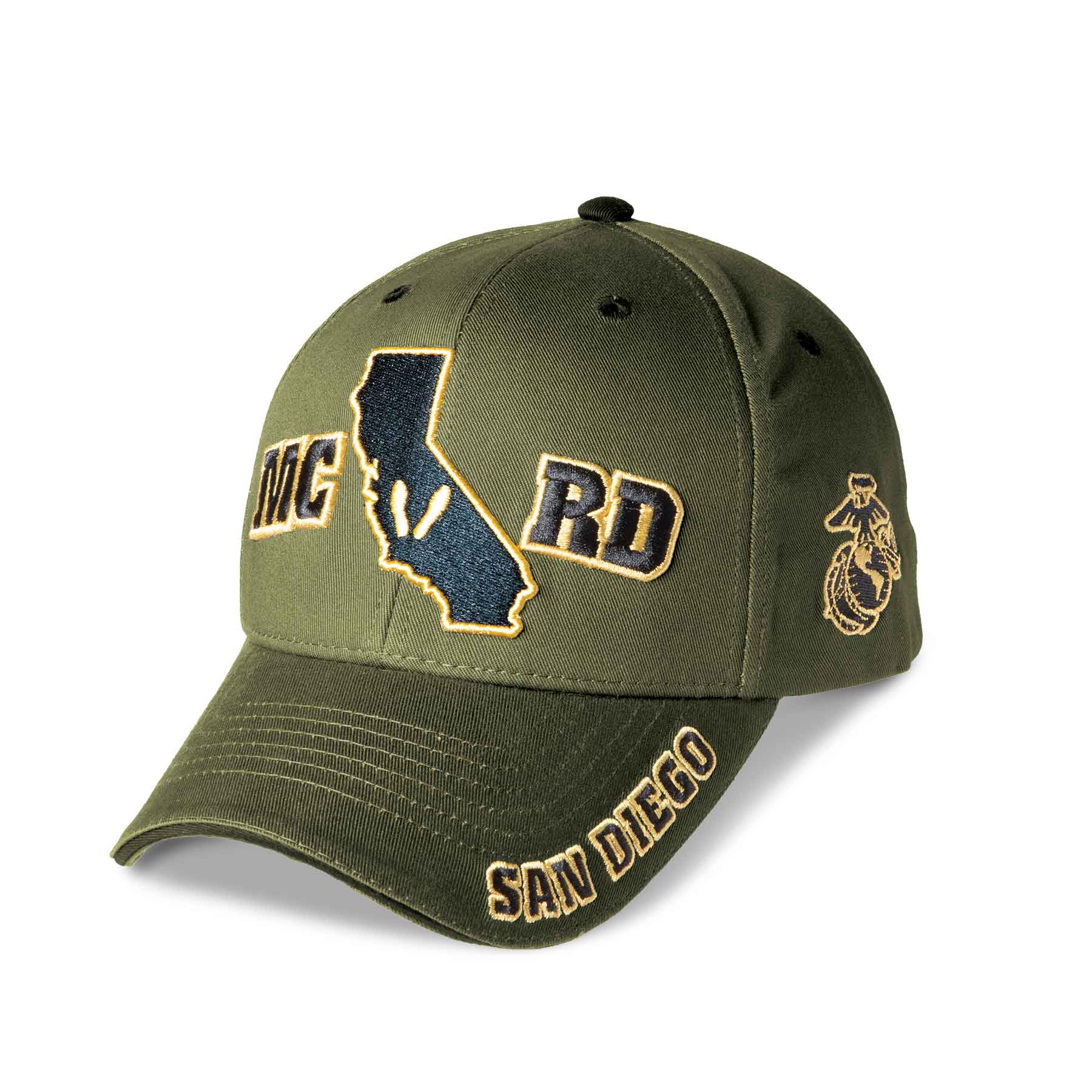 MCRD San Diego Hat - OD Green | Custom Rank/Logo Marine Corps Hat