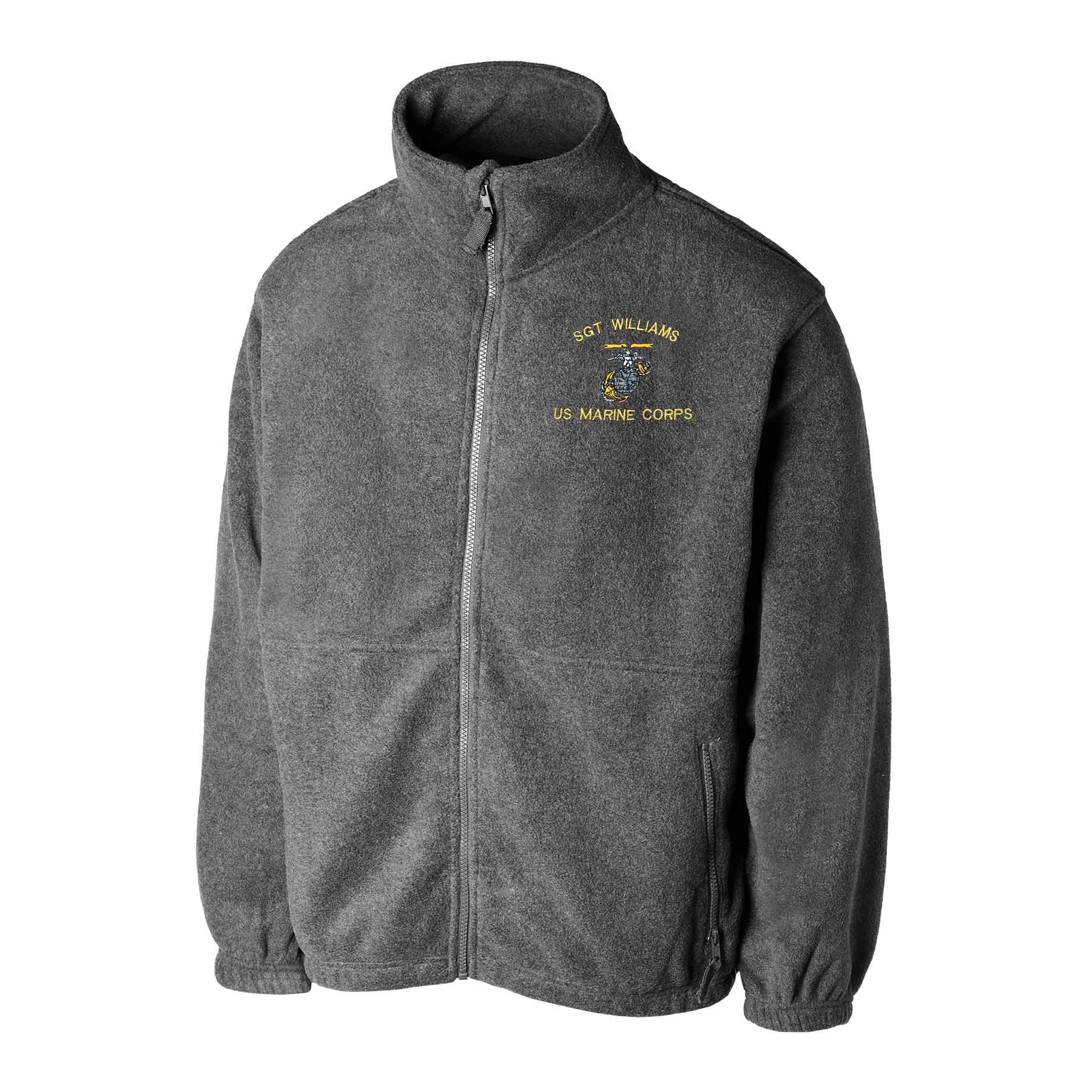 Custom USMC Embroidered Full Zip Fleece Jacket – SGT GRIT