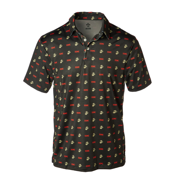 Under Armour USMC EGA Black Polo - SGT GRIT