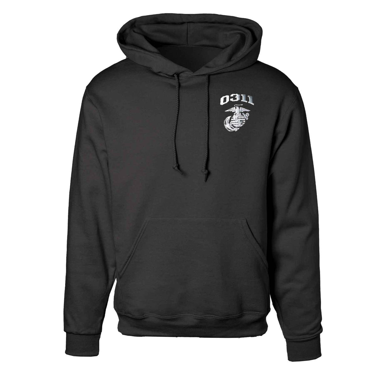 Marine Corps MOS Embroidered Hoodie - Black with Gray | USMC 