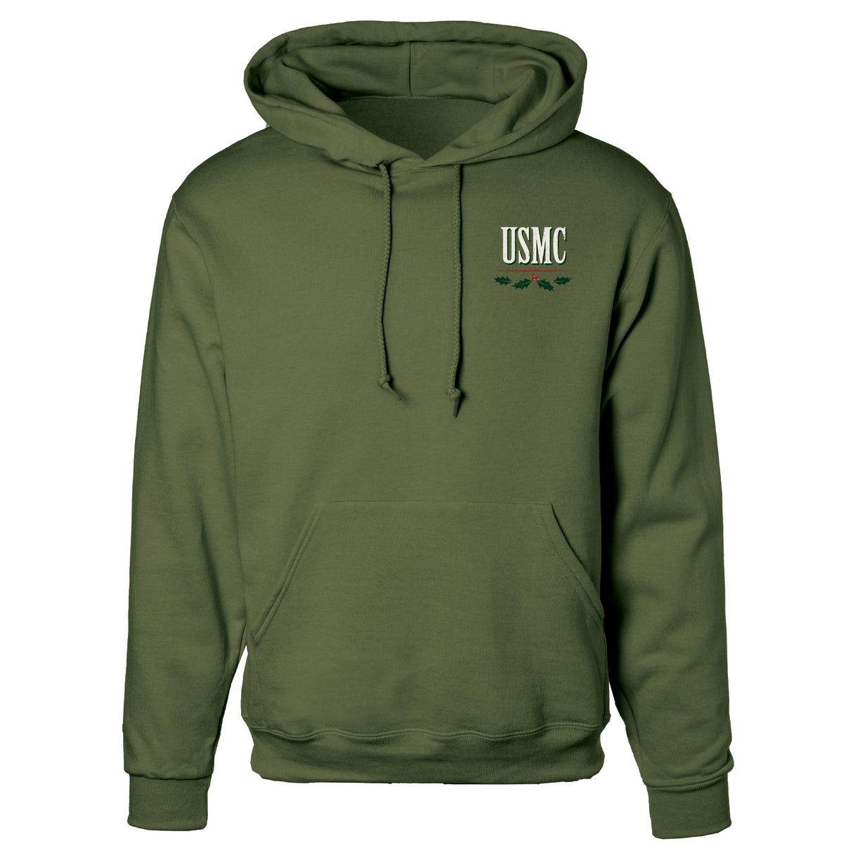 USMC Tun Tavern Christmas Hoodie Back Design- OD Green - SGT GRIT