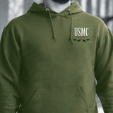 USMC Tun Tavern Christmas Hoodie Back Design- OD Green - SGT GRIT