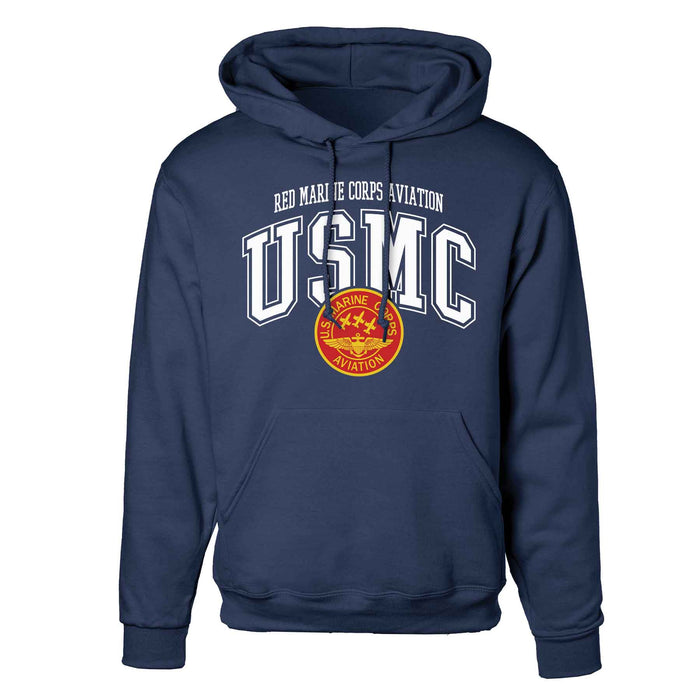 Red Marine Corps Aviation Arched Hoodie - SGT GRIT