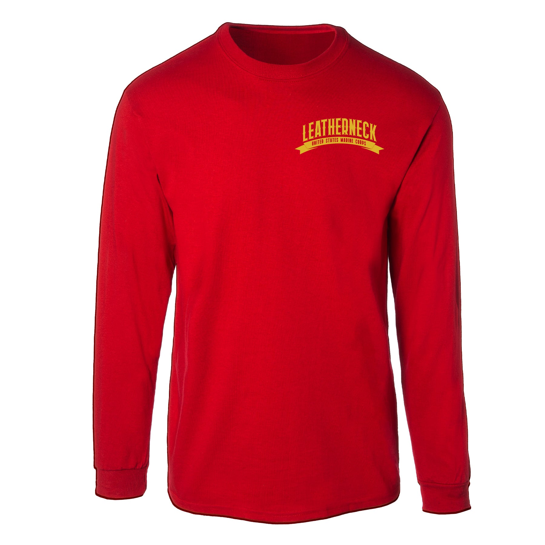 USMC Leatherneck Left Chest Long Sleeve Shirt- Red – Top Marine