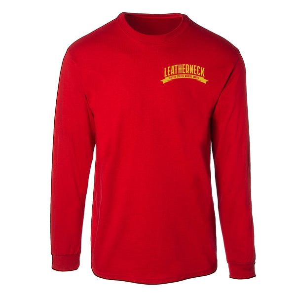 USMC Leatherneck Left Chest Long Sleeve Shirt- Red – Top Marine