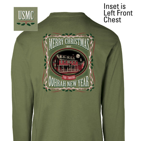 USMC Tun Tavern Christmas Long Sleeve T-Shirt Back Design- OD Green (Copy) - SGT GRIT