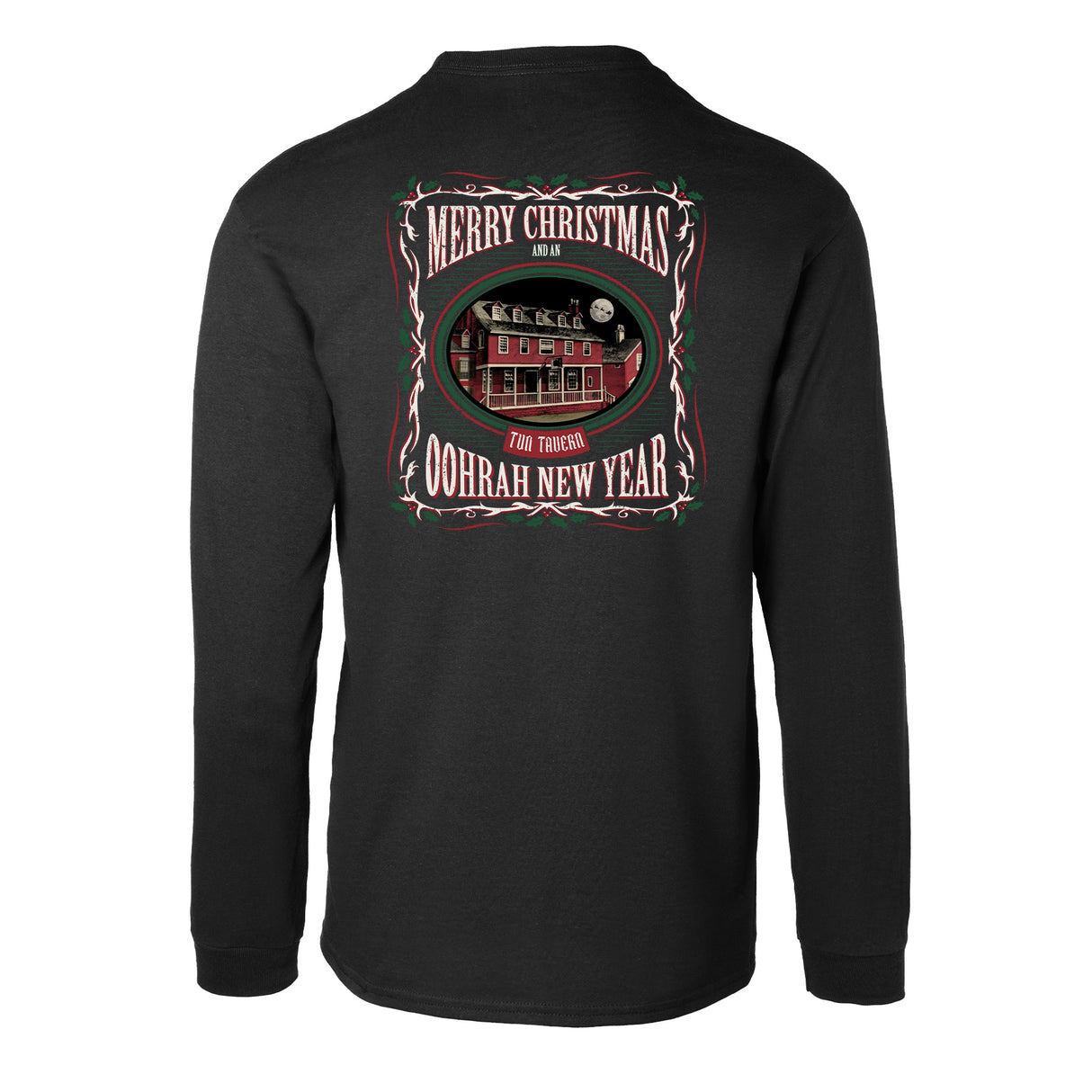 USMC Tun Tavern Christmas Long Sleeve T-Shirt Back Design- Black - SGT GRIT